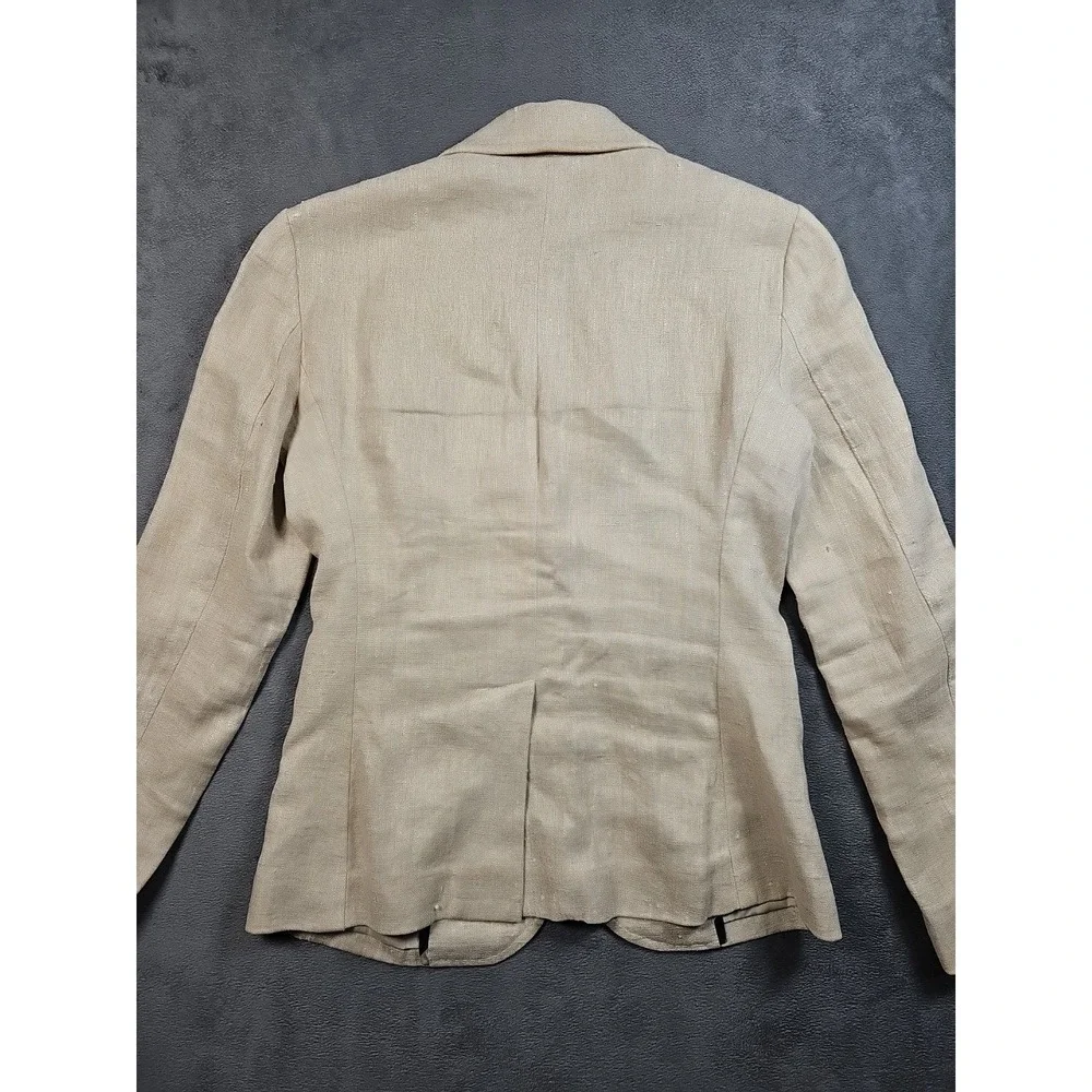 J.Crew Schoolboy Blazer 💯 Linen Beige Gold Sparkle‎ Lined 74377 Women 2